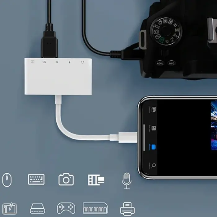 ALLY 5in1 İPhone-İPad lightning To Audio Usb Kamera Okuyucu-(5775)