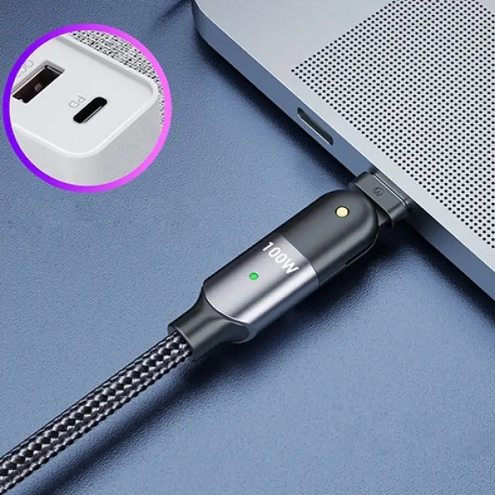 ALLY 60W UsB Type-C Pd  Hızlı Şarj Kablosu 2metre Döner Başlıklı Kablo-(5775)