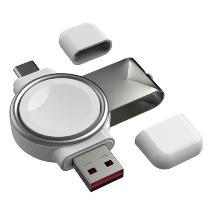 ALLY Apple iWatch İçin Taşınabilir 2 in 1 USB + Type-C Şarj Standı-(5775)