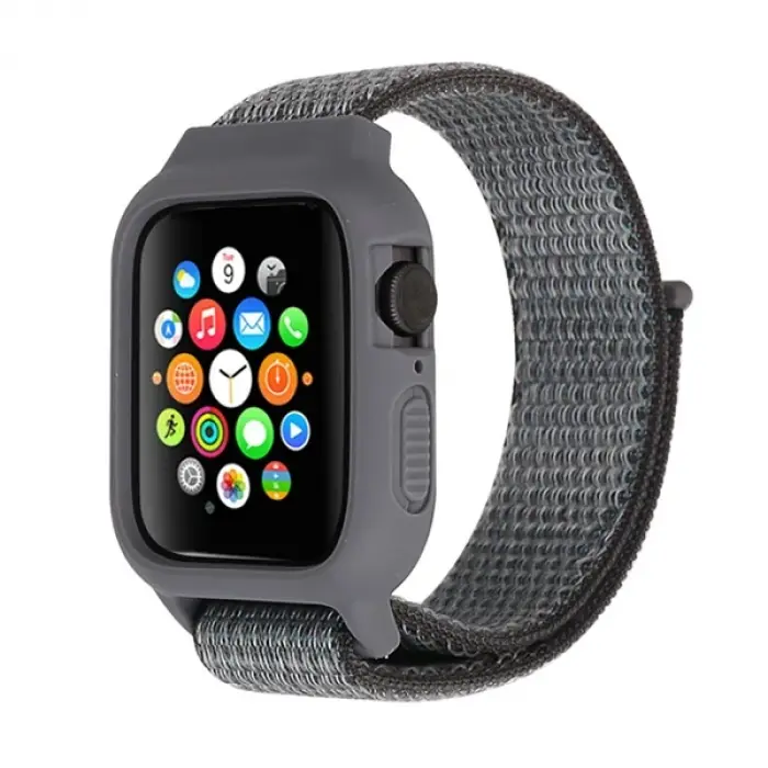 Ally Apple Watch 6-SE-5-4 44mm / 3-2-1 42mm Kayış Kordon Kılıf Silikon-(5775)