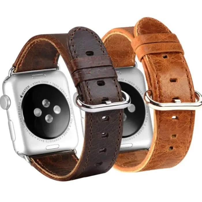 Ally Apple Watch 7-8 41mm 6-5-4 40mm Retro Deri Kordon Kayış 3-2-1 38mm-(5775)