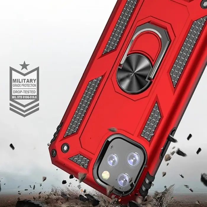 Ally iPhone 11 Pro Max 6.5inch  Yüzüklü Kılıf Armor Shockproof Ring kılıf-(5775)