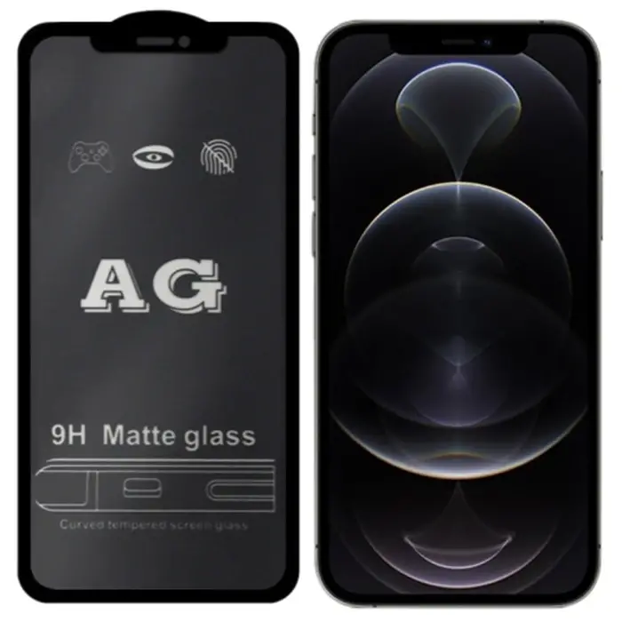 ALLY iPhone 12 -12 Pro 6.1inç Full Glue Matte Tempered Cam  Ekran Koruyucu-(5775)