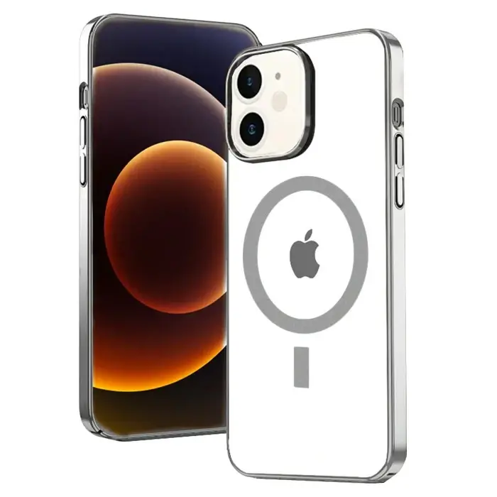 Ally iPhone 12 - 12 Pro 6.1inç Magsafe Uyumlu Renkli Kenar Silikon Kılıf-(5775)