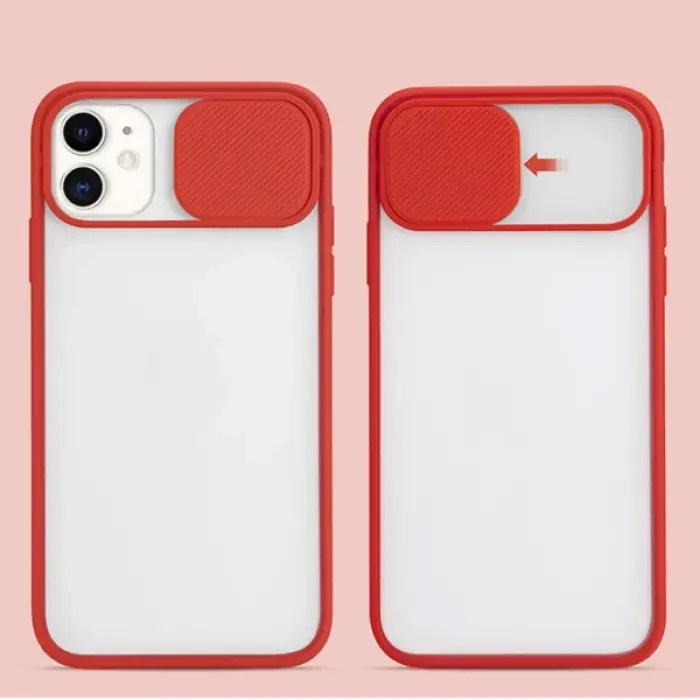 Ally İPhone 12 Mini 5.4 Kamera koruyucu Sürgülü Şeffaf Kılıf-(5775)