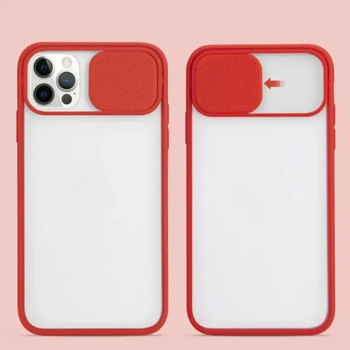 Ally İPhone 12 Pro 6.1 Kamera koruyucu Sürgülü Şeffaf Kılıf-(5775)