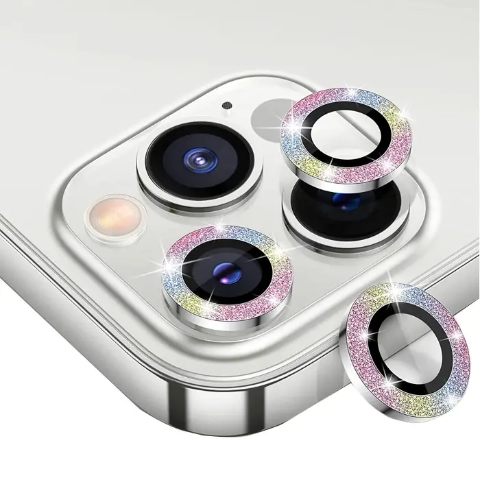 ALLY İphone 12 Pro Max 3D Metal Çerçeveli Kamera Lens Koruyucu-(5775)