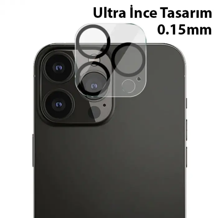 ALLY İPhone 13 Pro-13 Pro Max 3D Full Tempered Glass Cam Kamera Koruyucu-(5775)