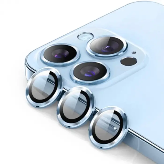 ALLY İPhone 13 Pro -13 Pro Max 3D Metal Çerçeveli Kamera Lens Koruyucu-(5775)