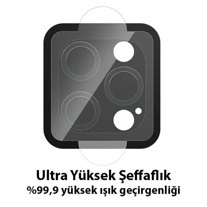 ALLY İPhone 13 Pro-13 Pro Max Tempered Glass Cam Kamera Koruyucu-(5775)