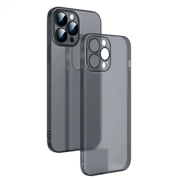 Ally iPhone 13 Pro 6.1inch Frosted Glass Şeffaf Kamera Korumalı Kılıf-(5775)