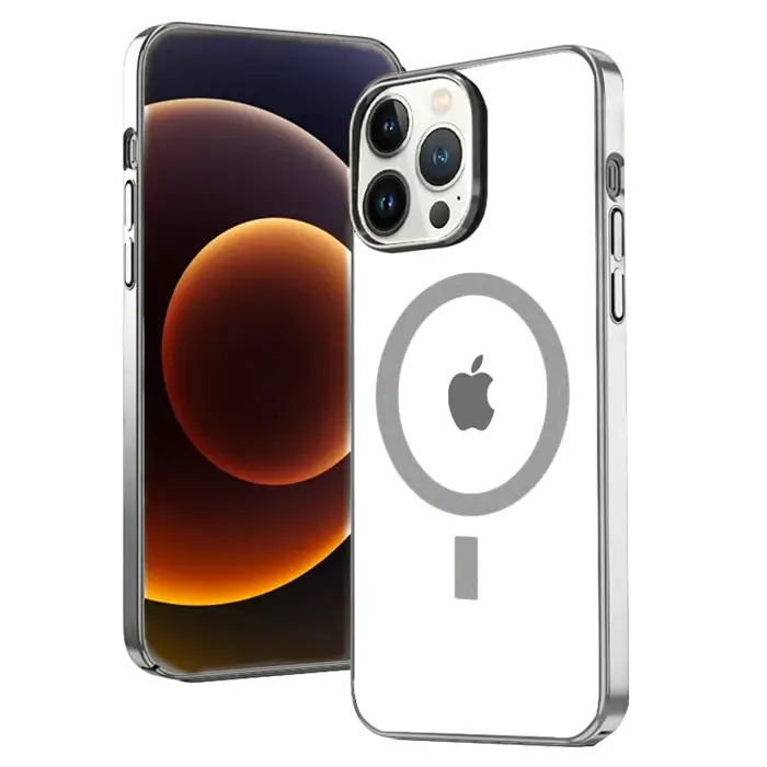 Ally iPhone 13 Pro Max 6.7inç Magsafe Uyumlu Renkli Kenar Silikon Kılıf-(5775)