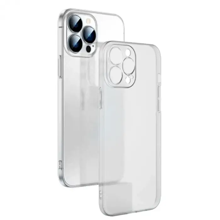 Ally iPhone 13 Pro Max 6.7inch Frosted Glass Şeffaf Kamera Korumalı Kılıf-(5775)