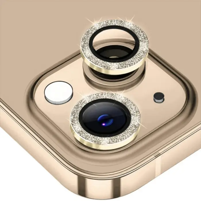 ALLY iPhone 14-14 Plus Diamond Taş İşlemeli Alüminyum Alaşımlı Kamera Lens Koruyucu-(5775)