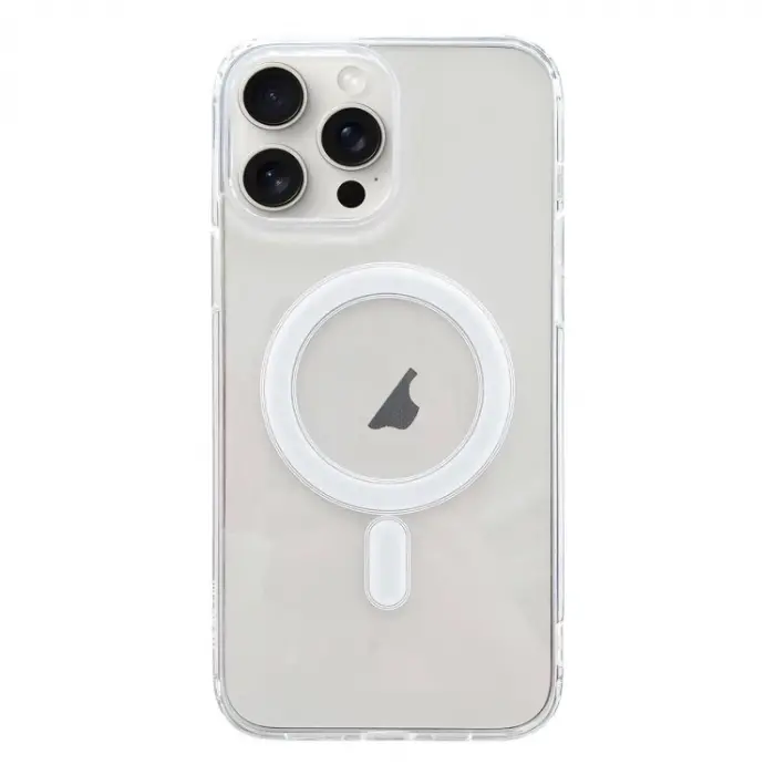 ALLY iPhone 15 Pro Max Magsafe Uyumlu Manyetik Şeffaf Silikon Kılıf-(5775)