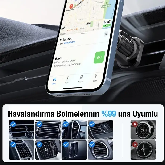 ALLY ML-216 MagSafe Araç İçi Havalandırma Telefon Tutucu-(5775)
