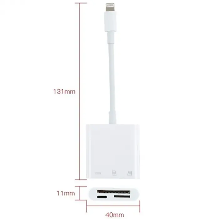 ALLY NK-101Y Pro 3 İn 1 İPhone Lightning to SD-TF Çevirici Adaptör-(5775)