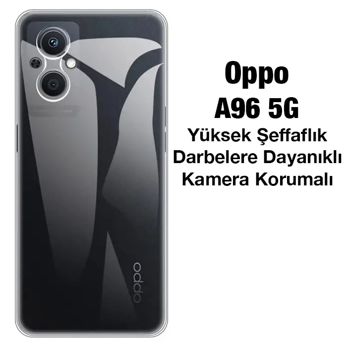 Ally OPPO A96 5G Kılıf Kamera Korumalı Ultra İnce Şeffaf Silikon Kılıf-(5775)