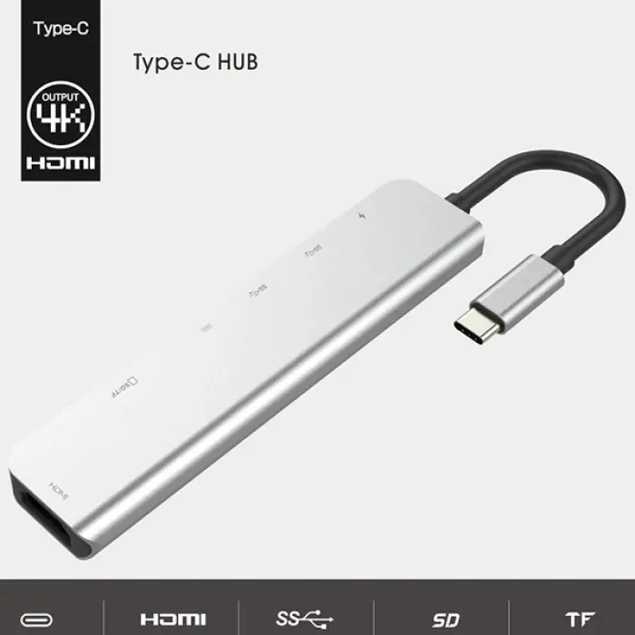 Ally Usb (Type-C to 7in1 Hdtv 2XUSB+PD) SD&TF Okuyucu Hub Adaptör Çoklayıcı-(5775)