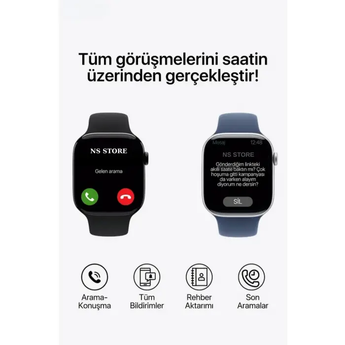 AMOLED Ekranlı Akıllı Saat | Nabız ve Uyku Takibi, GPS, Suya Dayanıklı, Siyah Silikon Kordon