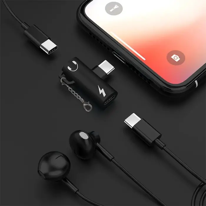Anahtarlık Dual Usb Type C Şarj Dönüştürücü Başlık Adaptör-(5775)