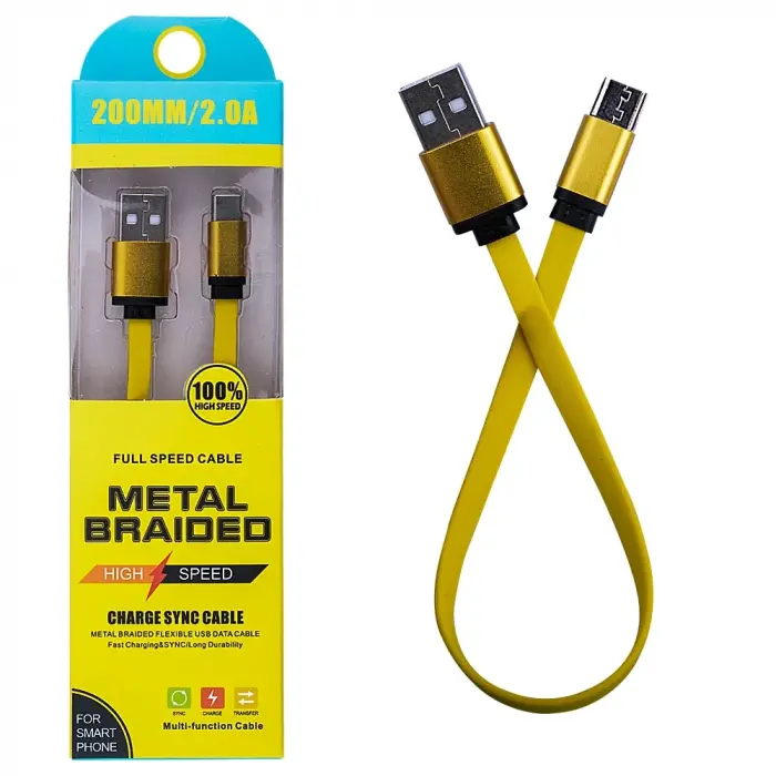 Android Micro 2a 20mm Kısa Yumuşak Dokulu Renkli Usb Kablo-(5775)