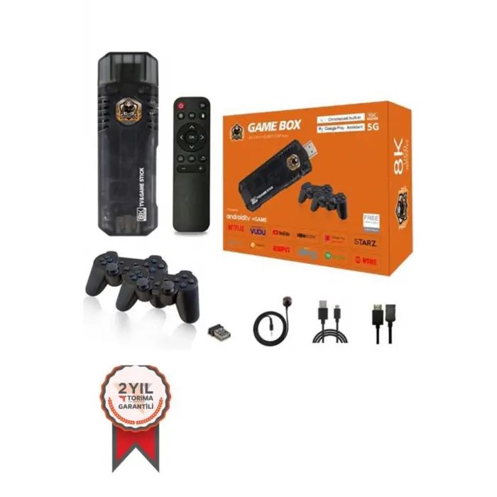 Android oyun konsolu ve TV box, 64 GB hafıza, Bluetooth özellikli, siyah renk - Elektronik