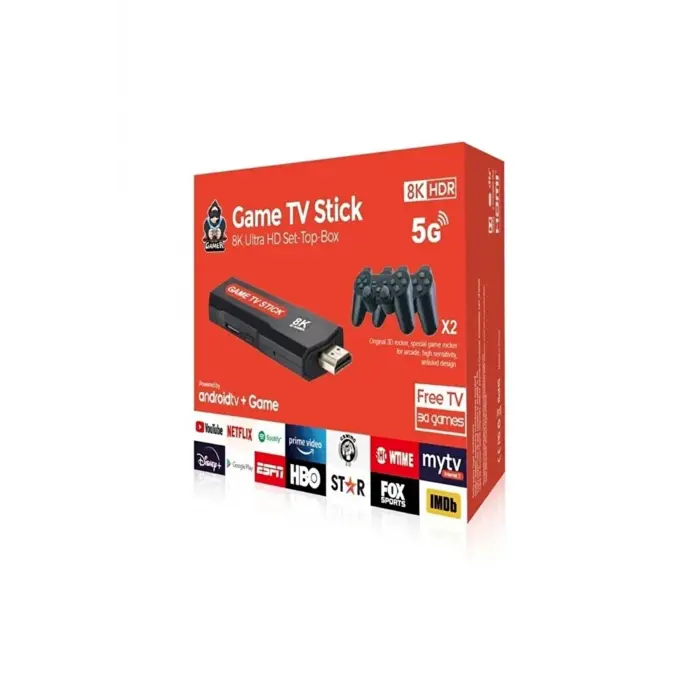 Android TV uyumlu retro oyun konsolu 2 kollu Bluetooth destekli çok renkli - Elektronik