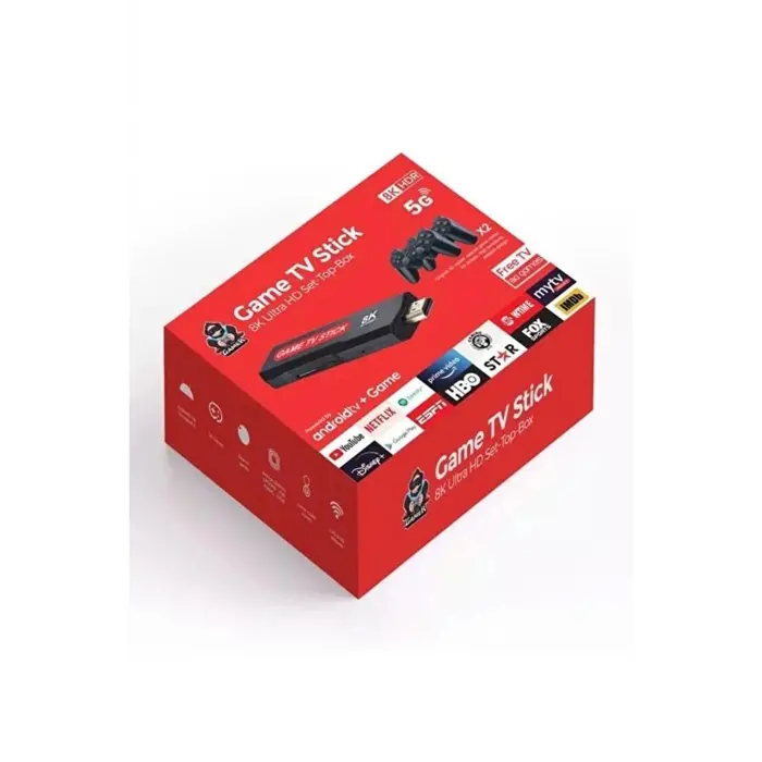 Android TV uyumlu retro oyun konsolu 2 kollu Bluetooth destekli çok renkli - Elektronik