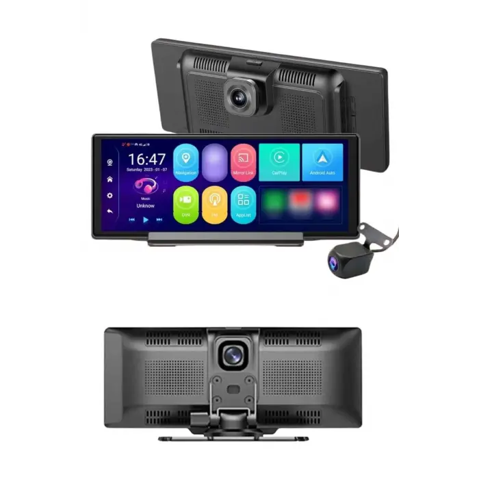 Android ve İOS Uyumlu Ön Arka Çift Kameralı Araç Ekranı Dokunmatik CarPlay