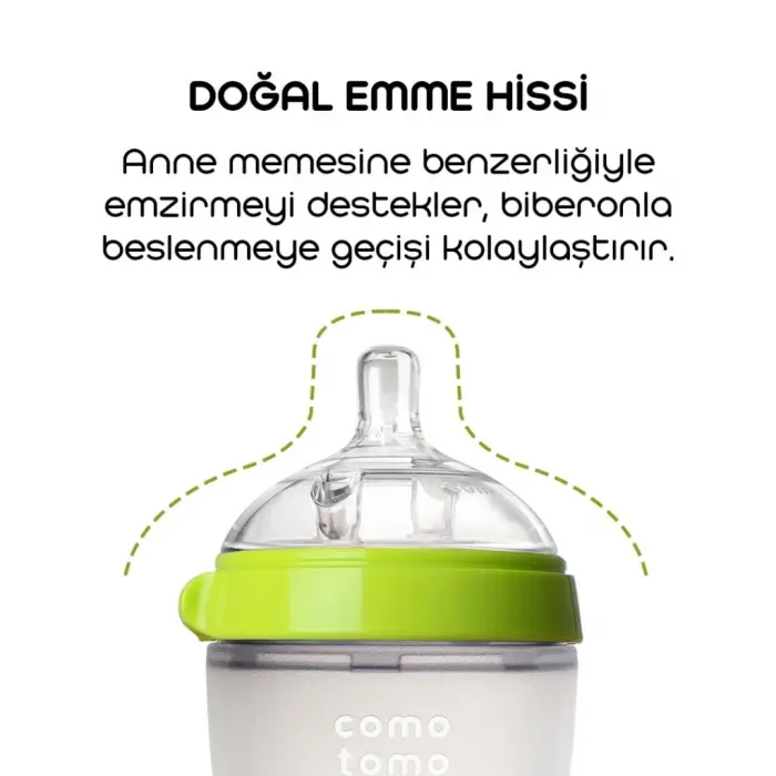 Antikolik Silikon Biberon 250 ml 3-6 Ay Yeşil