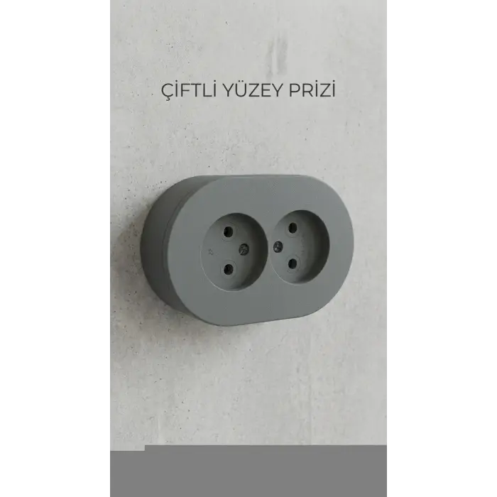 Antrasit İkili Sıva Üstü Topraklı Priz - Modern ve Dayanıklı Elektrik Çözümü