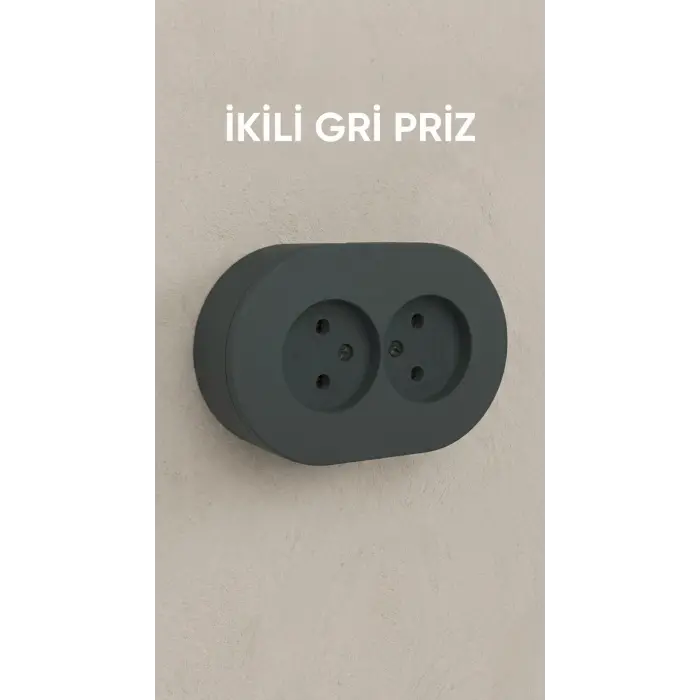 Antrasit Renkli Sıva Üstü İkili Topraklı Elektrik Prizi
