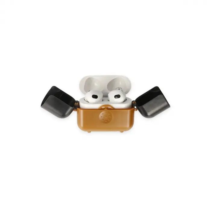 Apple Airpods 3 (3.nesil) Basmalı Kılıf - Kahverengi-siyah
