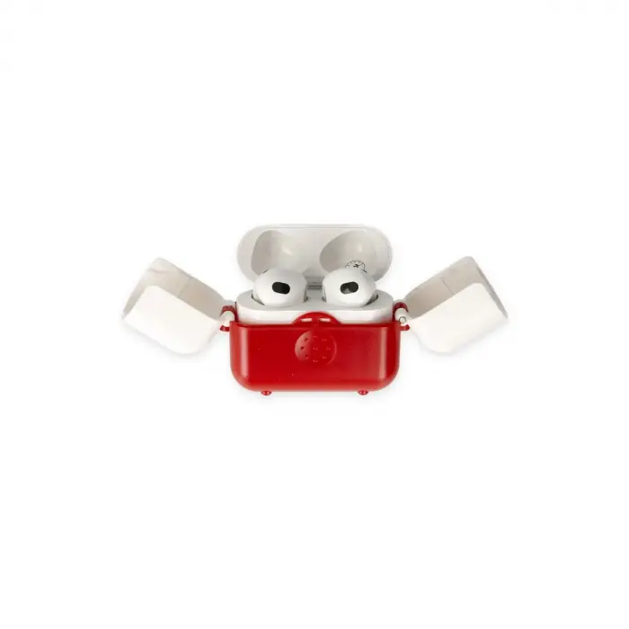 Apple Airpods 3 (3.nesil) Basmalı Kılıf - Kırmızı-beyaz