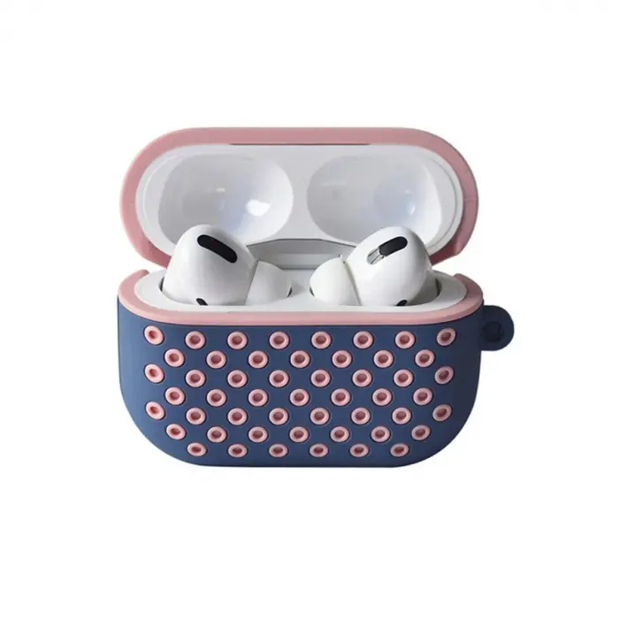 Apple Airpods Pro 2 (2.nesil) Spor Delikli Kılıf - Mavi-pembe