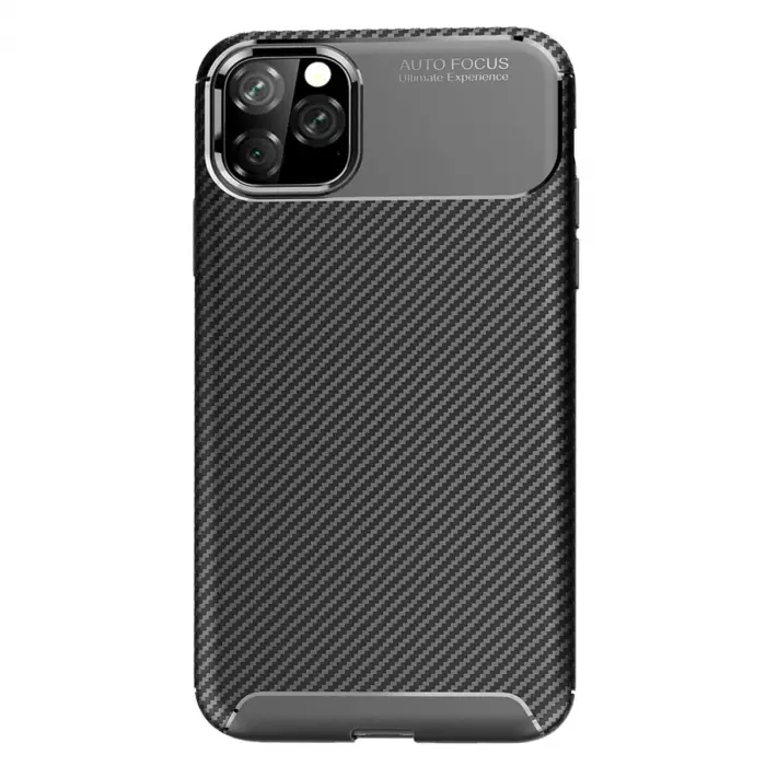 Apple İphone 11 Pro Max Kılıf Auto Focus Karbon Kapak - Siyah