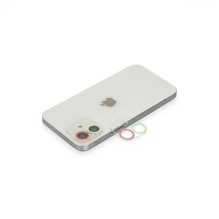 Apple İphone 11 Renkli Kamera Lens Koruma Cam - Yeşil-pembe