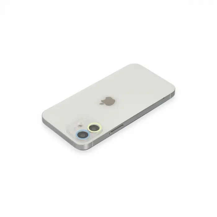 Apple İphone 12 Mini Renkli Kamera Lens Koruma Cam - Sarı-mavi