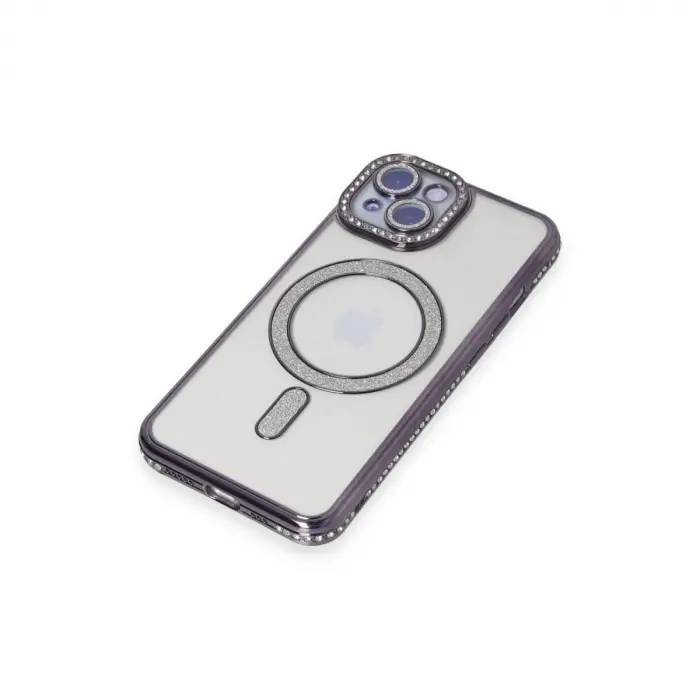 Apple İphone 13 Kılıf Joke Simli Magneticsafe Kılıf - Derin Mor