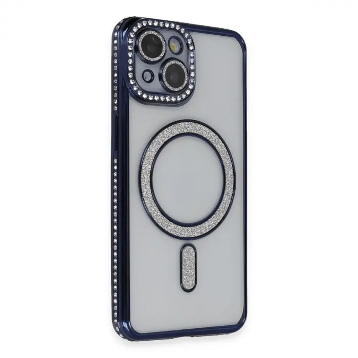 Apple İphone 13 Kılıf Joke Simli Magneticsafe Kılıf - Lacivert