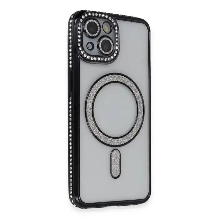 Apple İphone 13 Kılıf Joke Simli Magneticsafe Kılıf - Siyah