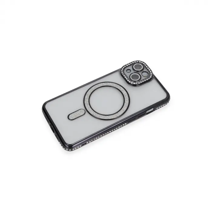 Apple İphone 13 Kılıf Joke Simli Magneticsafe Kılıf - Siyah