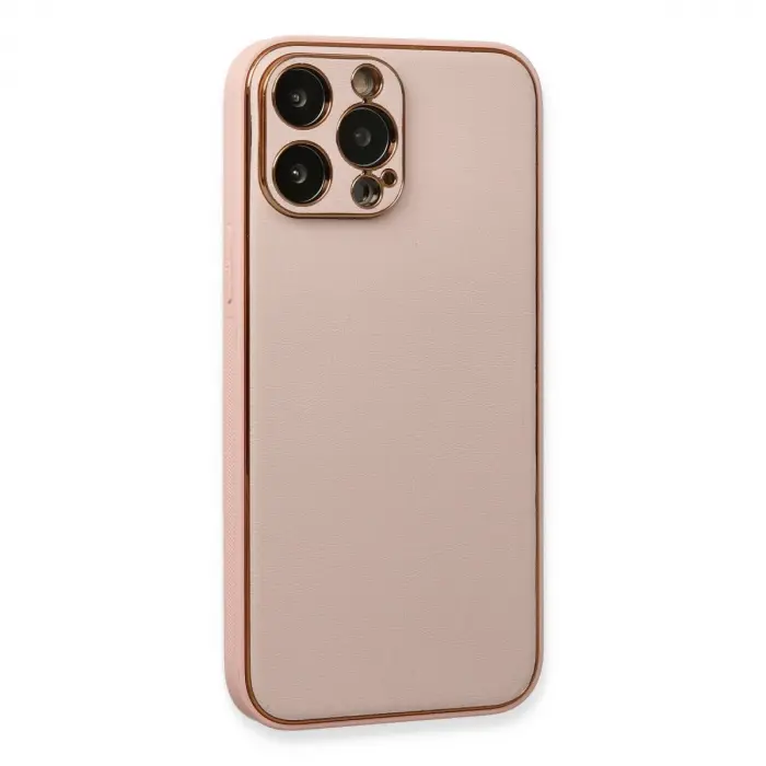 Apple İphone 13 Pro Kılıf Coco Deri Silikon Kapak - Pembe