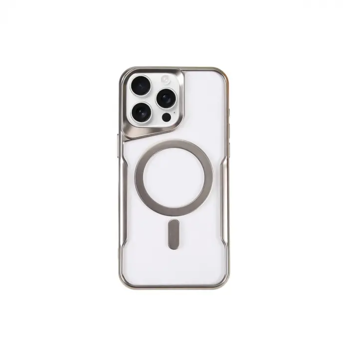 Apple İphone 15 Pro Kılıf Boyi Magsafe Silikon Kapak - Gümüş