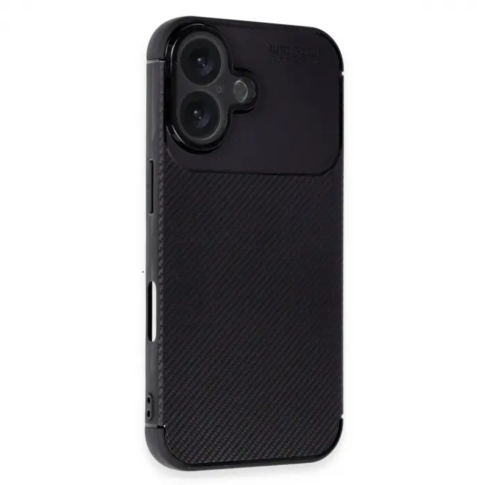 Apple İphone 16 Kılıf Auto Focus Karbon Kapak - Siyah