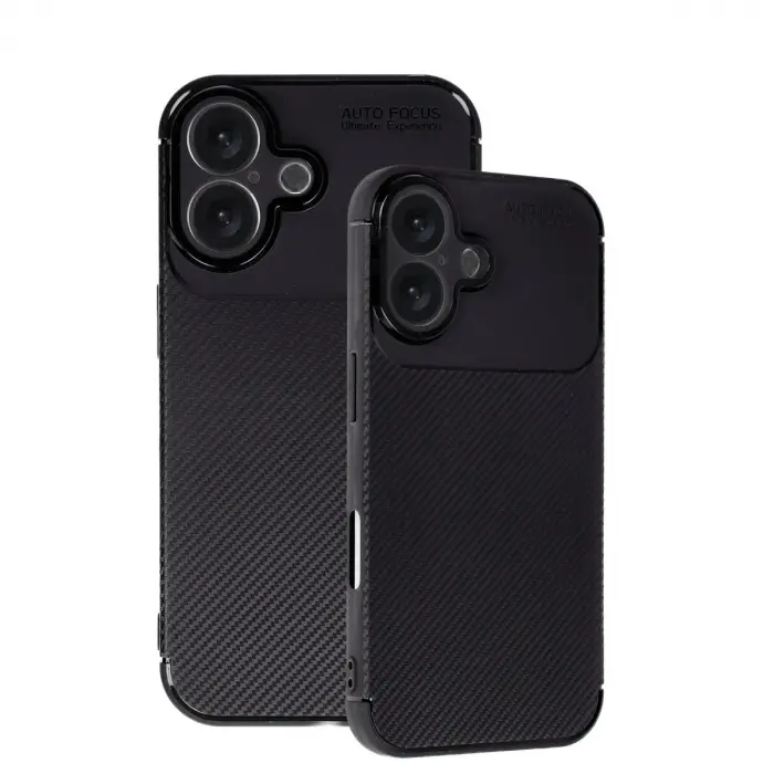 Apple İphone 16 Kılıf Auto Focus Karbon Kapak - Siyah