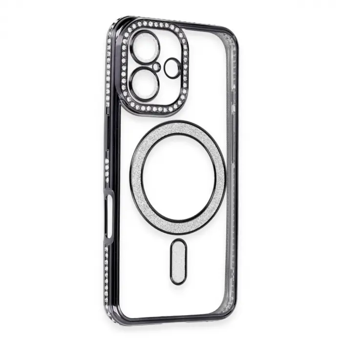Apple İphone 16 Kılıf Joke Simli Magneticsafe Kılıf - Siyah