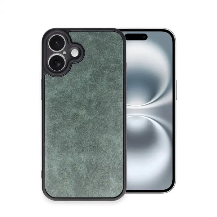 Apple İphone 16 Plus Kılıf Aras Deri Kapak - Koyu Yeşil