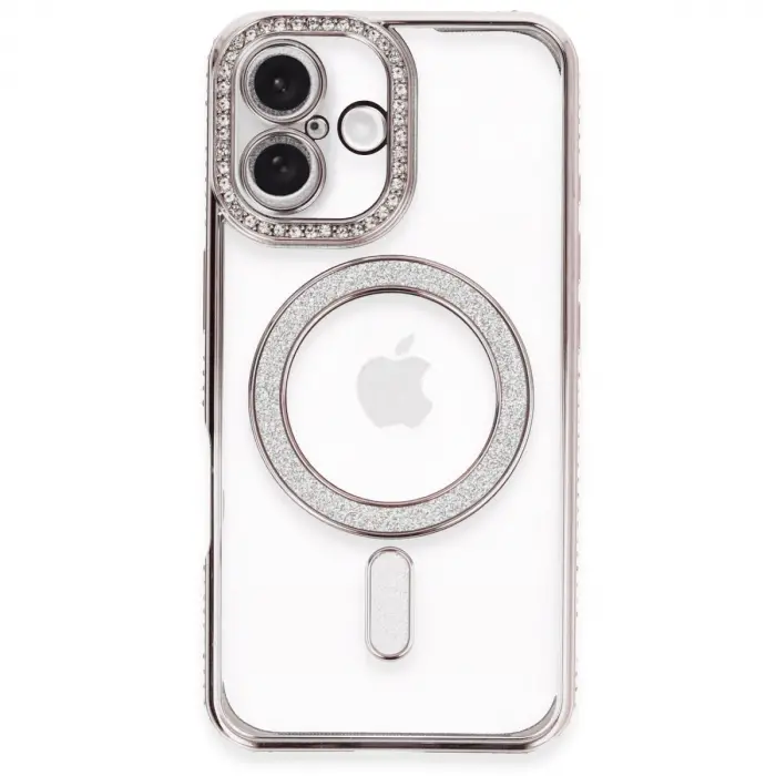 Apple İphone 16 Plus Kılıf Joke Simli Magneticsafe Kılıf - Pembe